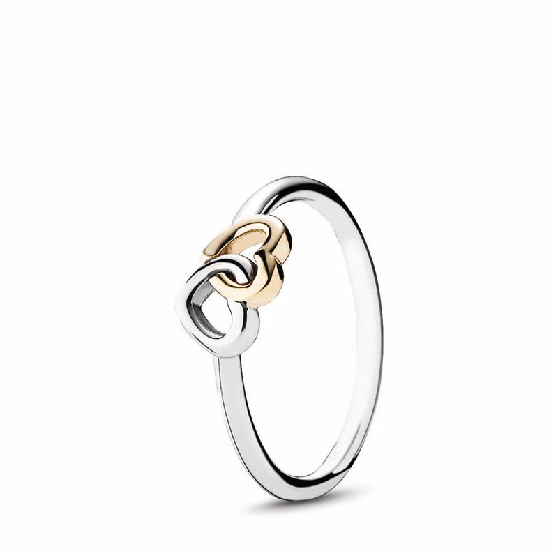 Pandora Australia Heart To Heart Promise Ring - Two Tone | EIYXZH419